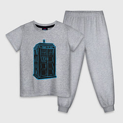 Пижама хлопковая детская Black tardis, цвет: меланж