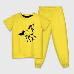 Пижама хлопковая детская Жеребец скачет, цвет: желтый