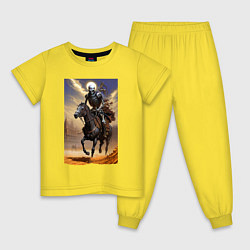 Пижама хлопковая детская Всадник апокалипсиса - нейросеть, цвет: желтый