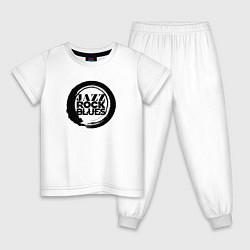 Пижама хлопковая детская Jazz rock blues 1, цвет: белый