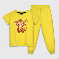 Пижама хлопковая детская Милая мартышка, цвет: желтый