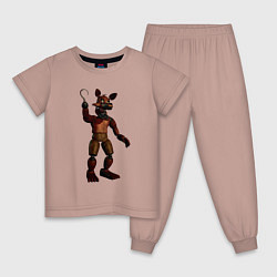 Пижама хлопковая детская Тёмный Фокси, цвет: пыльно-розовый