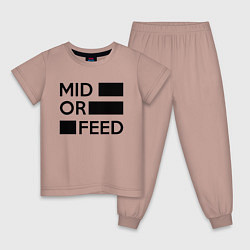 Пижама хлопковая детская Mid or feed, цвет: пыльно-розовый