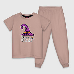 Пижама хлопковая детская Cheers witcher твое здоровье, ведьмак шляпа и паук, цвет: пыльно-розовый