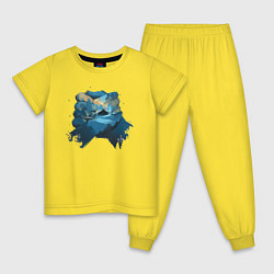 Пижама хлопковая детская Рукопожатие Кратоса и Атрея gow ragnarok, цвет: желтый