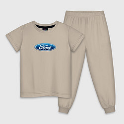 Пижама хлопковая детская Ford usa auto brend, цвет: миндальный
