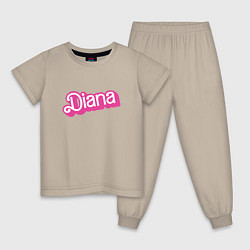 Пижама хлопковая детская Diana - retro Barbie style, цвет: миндальный