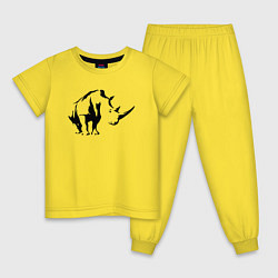 Пижама хлопковая детская Носорог в перспективе, цвет: желтый