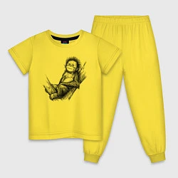 Пижама хлопковая детская Гиббон малыш на дереве, цвет: желтый