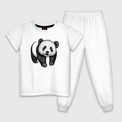 Пижама хлопковая детская Панда милая, цвет: белый