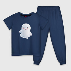 Пижама хлопковая детская Веселое привидение, цвет: тёмно-синий
