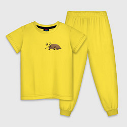 Пижама хлопковая детская Спящий олень, цвет: желтый