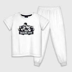 Пижама хлопковая детская Boxing gym, цвет: белый