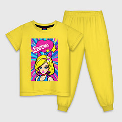 Пижама хлопковая детская Barbie - pop art, цвет: желтый