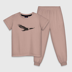 Пижама хлопковая детская Орёл летит, цвет: пыльно-розовый