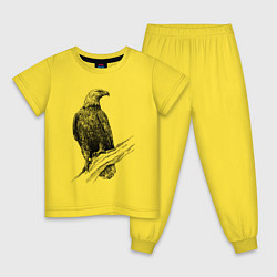 Пижама хлопковая детская Орёл на ветке, цвет: желтый
