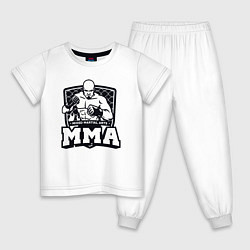 Пижама хлопковая детская Mixed martial arts, цвет: белый