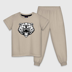 Пижама хлопковая детская Head bear, цвет: миндальный