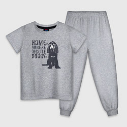 Пижама хлопковая детская Home is where the cute doggy is, цвет: меланж