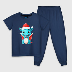 Пижама хлопковая детская Дракоша новогодний, цвет: тёмно-синий