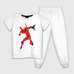 Пижама хлопковая детская Аска пилот био-робота ева 02, цвет: белый