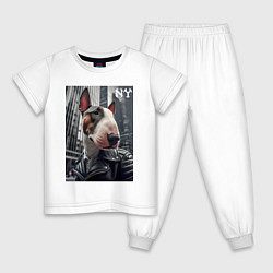 Детская пижама Dude bull terrier in New York - ai art