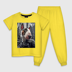 Детская пижама Dude bull terrier in New York - ai art