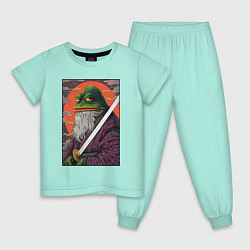 Пижама хлопковая детская Pepe samurai, цвет: мятный