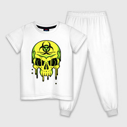 Пижама хлопковая детская Biohazard skull, цвет: белый