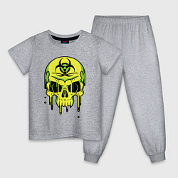 Пижама хлопковая детская Biohazard skull, цвет: меланж