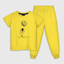 Пижама хлопковая детская Космонавт с лунным шариком, цвет: желтый