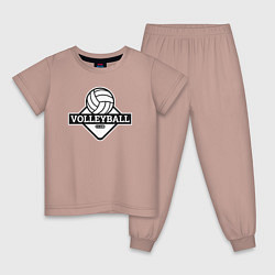 Пижама хлопковая детская Volleyball club, цвет: пыльно-розовый