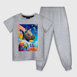 Пижама хлопковая детская Инопланетная носорожка - фантазия, цвет: меланж