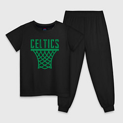 Пижама хлопковая детская Celtics net, цвет: черный