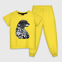 Пижама хлопковая детская Цветочная выдра, цвет: желтый