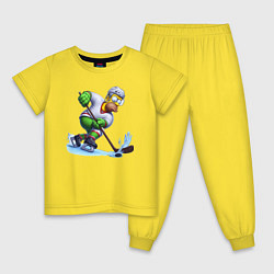 Пижама хлопковая детская Гомер Симпсон - крутой хоккеист, цвет: желтый