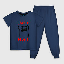 Пижама хлопковая детская Panic mode - котик, цвет: тёмно-синий