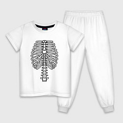 Пижама хлопковая детская Скелет рентген, цвет: белый