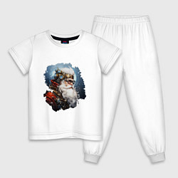 Пижама хлопковая детская Санта Клаус стимпанк, цвет: белый