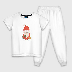 Пижама хлопковая детская Дед Мороз с ёлкой и подарками, цвет: белый