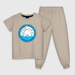 Пижама хлопковая детская Душнила акуля, цвет: миндальный