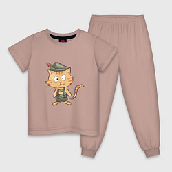 Пижама хлопковая детская Робин Кот, цвет: пыльно-розовый