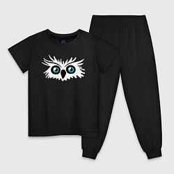 Пижама хлопковая детская Взьерошеная сова, цвет: черный