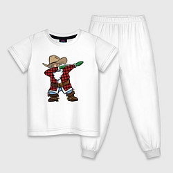 Пижама хлопковая детская Санта ковбой, цвет: белый