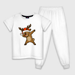 Пижама хлопковая детская Dabbing deer, цвет: белый