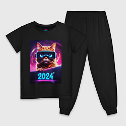 Детская пижама Новогодний кот 2024