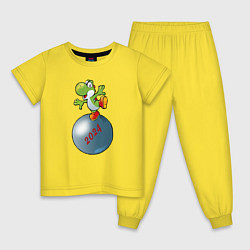 Пижама хлопковая детская Дракон на шаре 2024, цвет: желтый