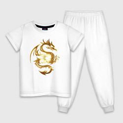 Пижама хлопковая детская Дракон из золота, цвет: белый