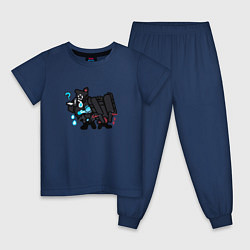 Пижама хлопковая детская Камерамен утешает Спикермена, цвет: тёмно-синий