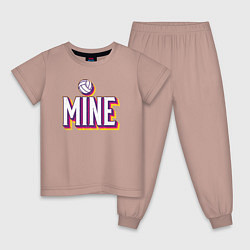 Пижама хлопковая детская Mine volley, цвет: пыльно-розовый